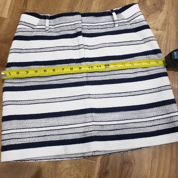 ANN TAYLOR LOFT navy blue & White Cotton Tweed Zip - Picture 6 of 6